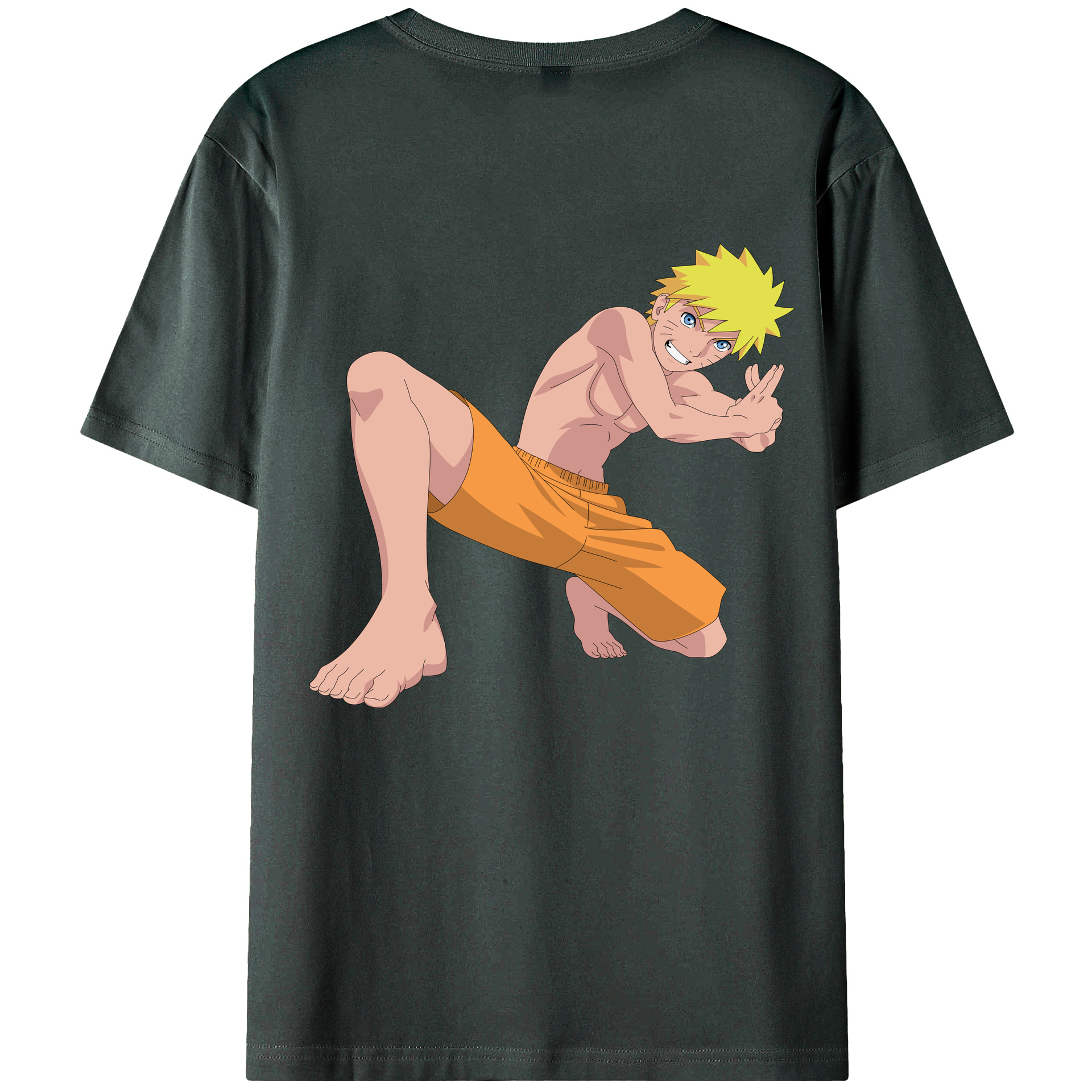 （画像用） NARUTO -ナルト- うずまき ナルト Uzumaki Naruto 綿100％ メンズ半袖Tシャツ（バックプリント） 通気性